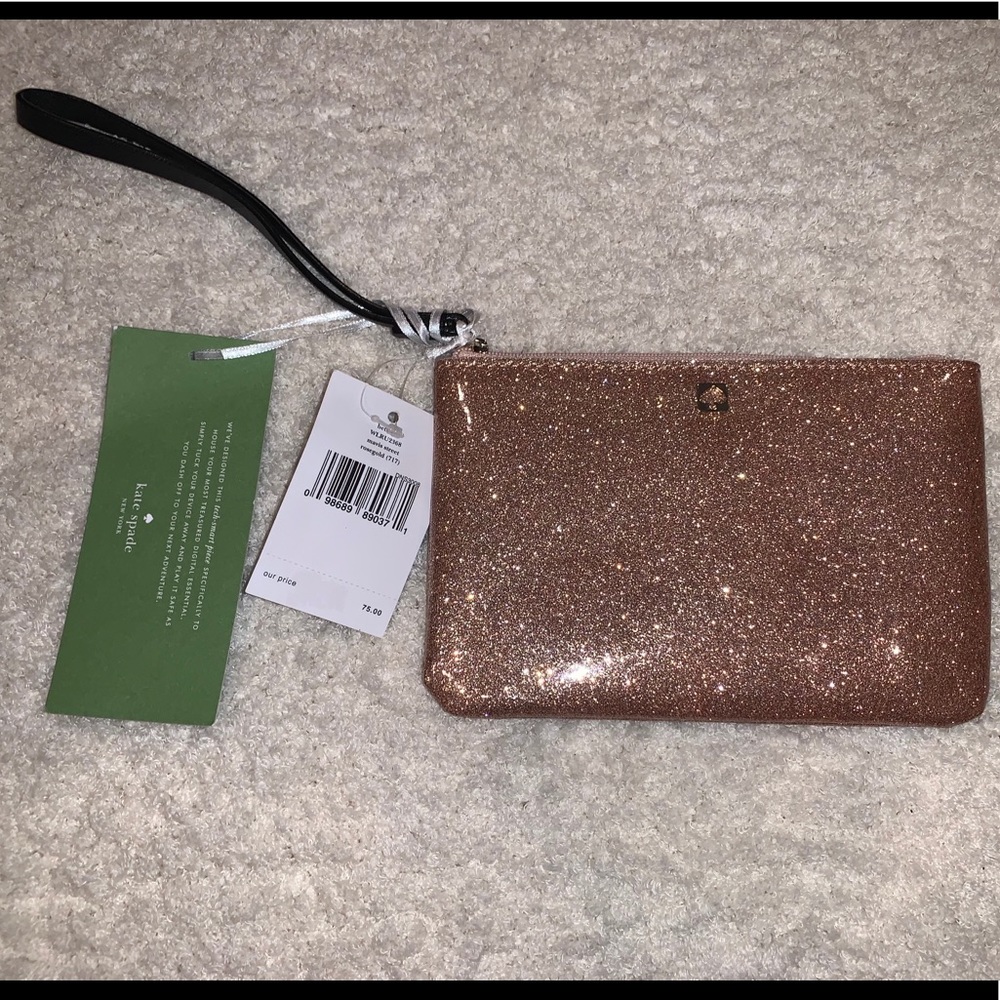 New Kate Spade rose gold wristlet
